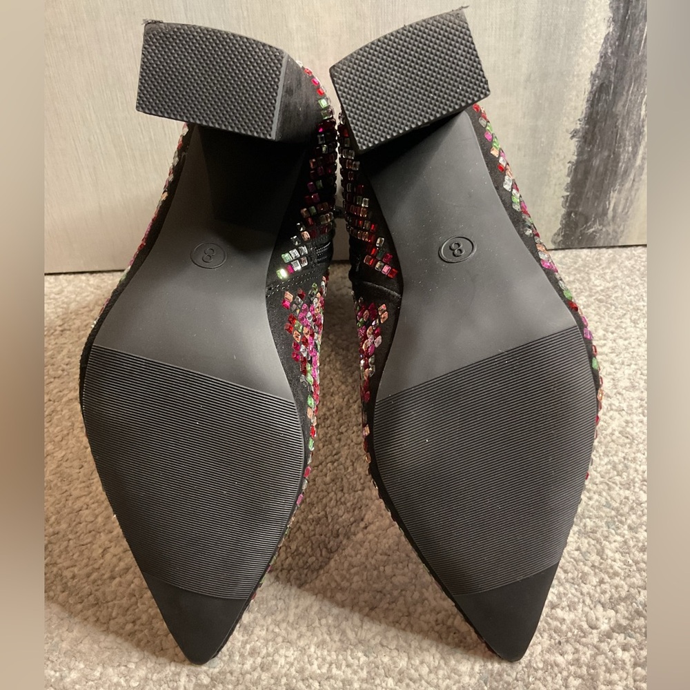 Wild Pair Ingrid Multi-Color Rhinestone Bling Ankle Booties - NIB - Size 8 - Picture 11 of 16